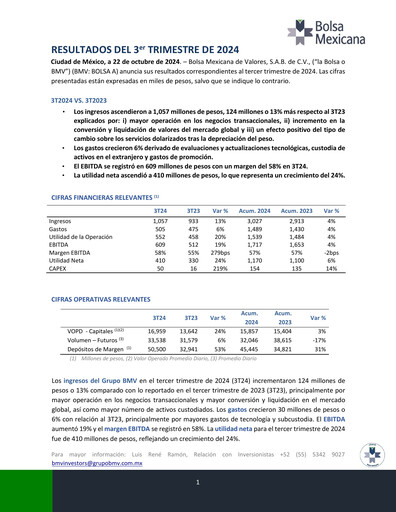 Thumbnail BMV (Bolsa Mexicana de Valores) Quarterly Report 2024-q3