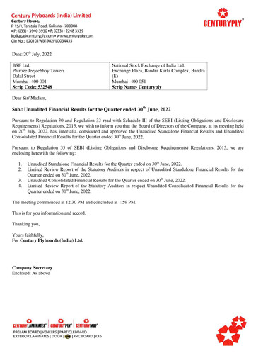 Miniature CenturyPly Rapport trimestriel 2022-q1