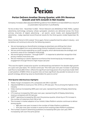 Thumbnail Perion Network Quarterly Report 2022-q3