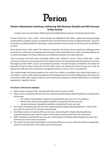 Thumbnail Perion Network Quarterly Report 2023-q1