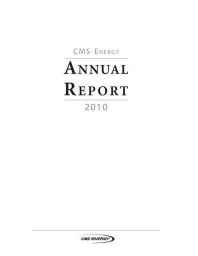 Thumbnail CMS Energy
 Annual Report 2010