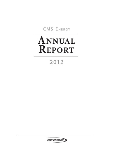 Thumbnail CMS Energy
 Annual Report 2012