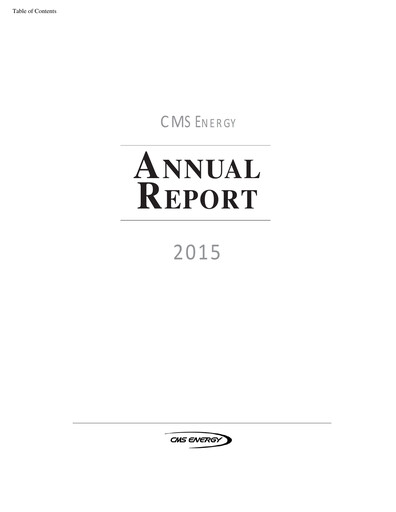 Thumbnail CMS Energy
 Annual Report 2015