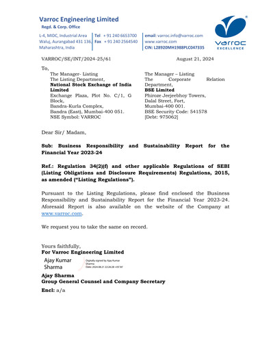 Thumbnail Varroc ESG Report 2023-2024