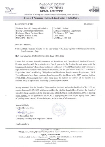 Thumbnail BEML Financial Report 2021-2022