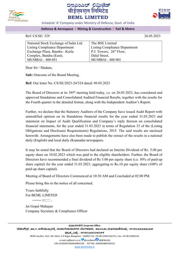 Thumbnail BEML Financial Report 2022-2023