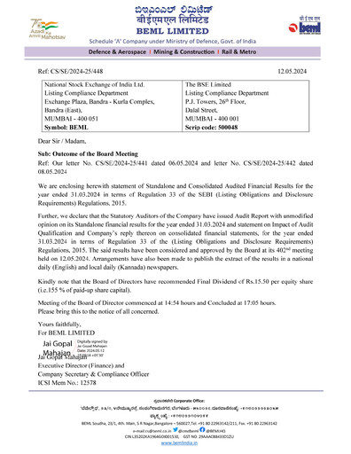 Thumbnail BEML Financial Report 2023-2024