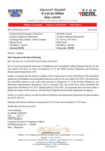 Thumbnail BEML Financial Report 2024-2025