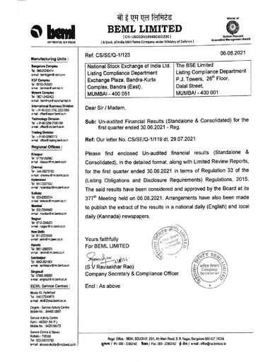 Thumbnail BEML Quarterly Report 2021-q1