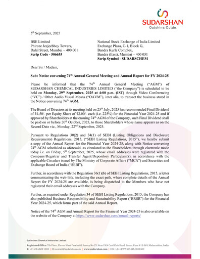 Thumbnail Sudarshan Chemical Annual Report 2024-2025