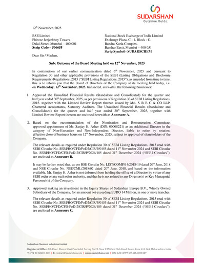 Miniature Sudarshan Chemical Rapport semestriel 2025-2026