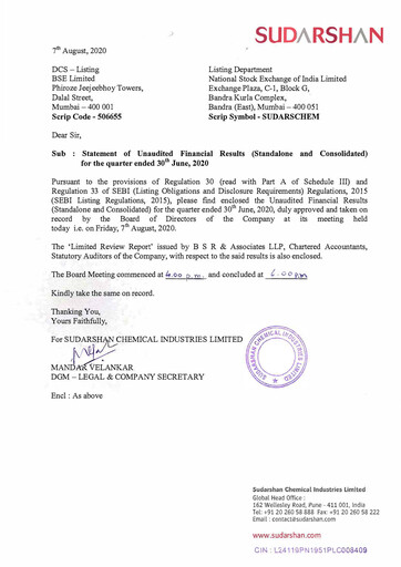 Thumbnail Sudarshan Chemical Quarterly Report 2020-q1