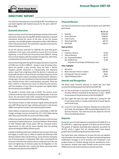 Vorschaubild Karur Vysya Bank
 Jahresbericht 2007-2008