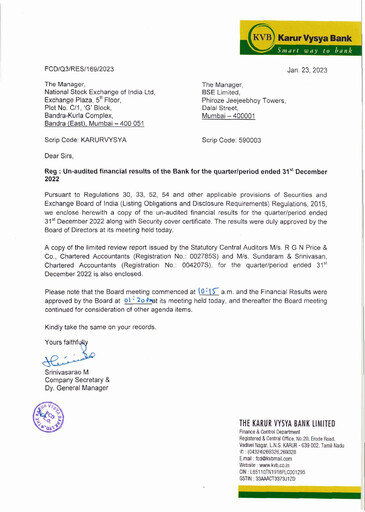 Thumbnail Karur Vysya Bank
 Quarterly Report 2022-q3