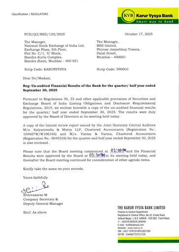 Thumbnail Karur Vysya Bank
 Quarterly Report 2025-q2