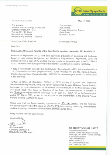 Thumbnail Karur Vysya Bank
 Quarterly Report 2025-q4
