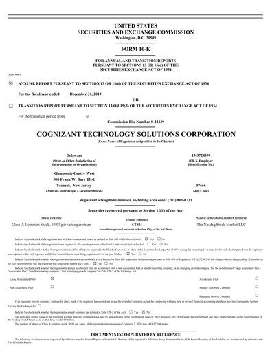 Thumbnail Cognizant Technology Solutions  Annual Report 2019