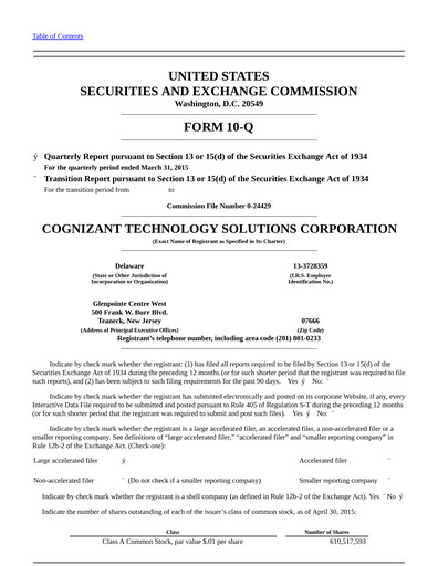 Thumbnail Cognizant Technology Solutions  Quarterly Report 2015-q1