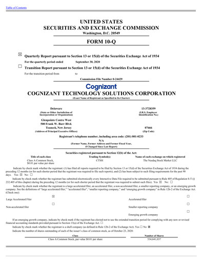 Thumbnail Cognizant Technology Solutions  Quarterly Report 2020-q3