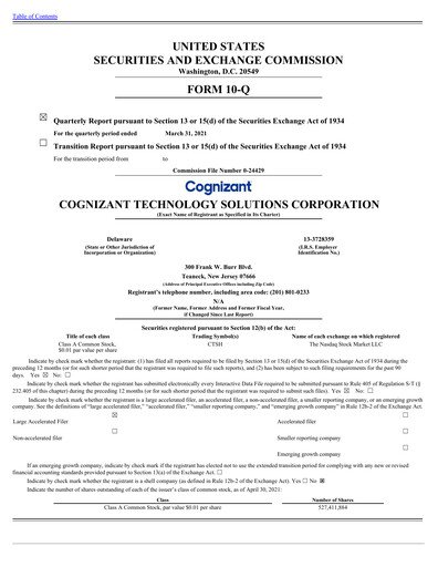 Thumbnail Cognizant Technology Solutions  Quarterly Report 2021-q1