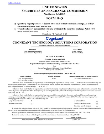 Thumbnail Cognizant Technology Solutions  Quarterly Report 2021-q2