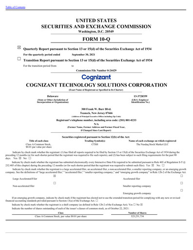 Thumbnail Cognizant Technology Solutions  Quarterly Report 2021-q3