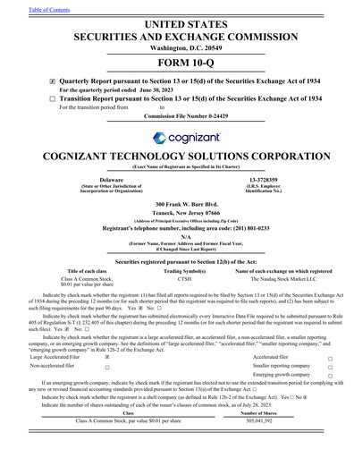 Thumbnail Cognizant Technology Solutions  Quarterly Report 2023-q2