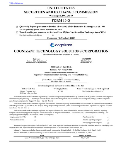 Thumbnail Cognizant Technology Solutions  Quarterly Report 2024-q3