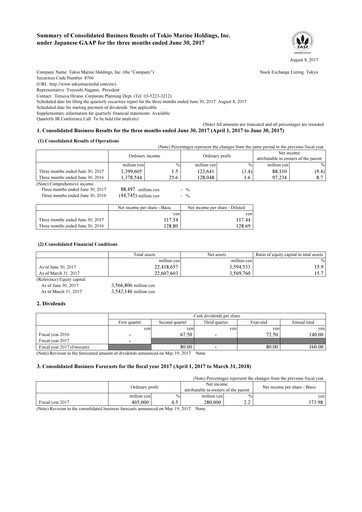 Thumbnail Tokio Marine Quarterly Report 2017-q1