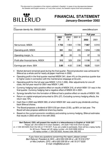 Thumbnail BillerudKorsnäs Financial Statement 2002