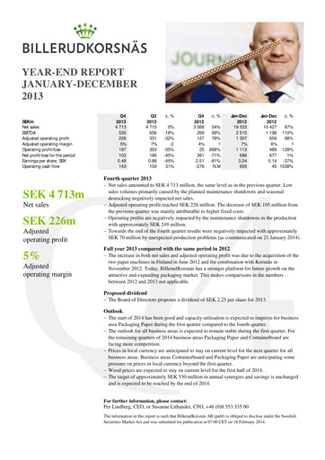 Thumbnail BillerudKorsnäs Financial Statement 2013
