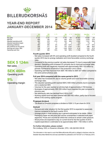Thumbnail BillerudKorsnäs Financial Statement 2014