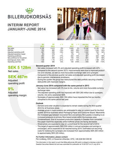 Thumbnail BillerudKorsnäs Half-year Report 2014-h1