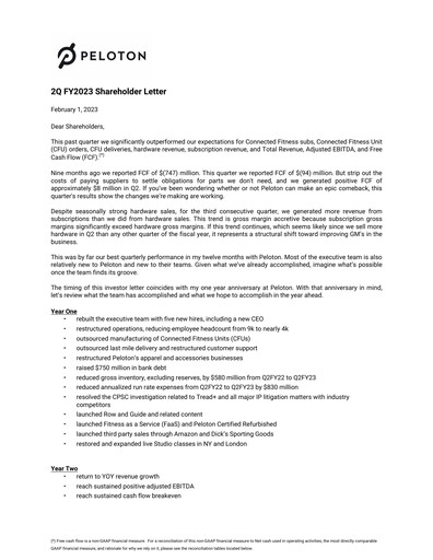 Miniature Peloton Rapport trimestriel 2023-q2