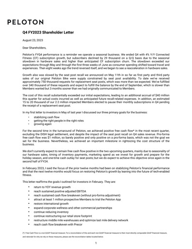 Miniature Peloton Rapport trimestriel 2023-q4