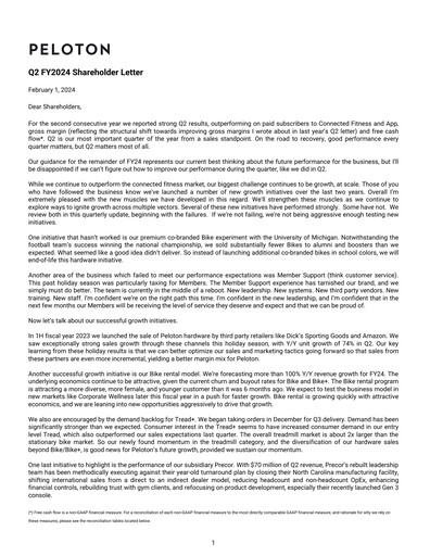 Miniature Peloton Rapport trimestriel 2024-q2
