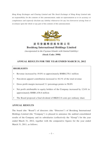 Miniature Bosideng Rapport financier 2011-2012