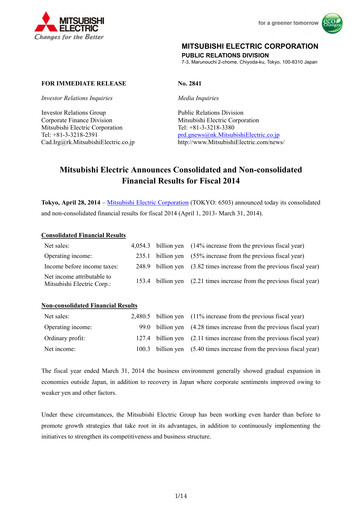 Thumbnail Mitsubishi Electric Financial Statement 2014