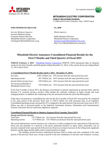 Thumbnail Mitsubishi Electric Financial Statement 2015-9m