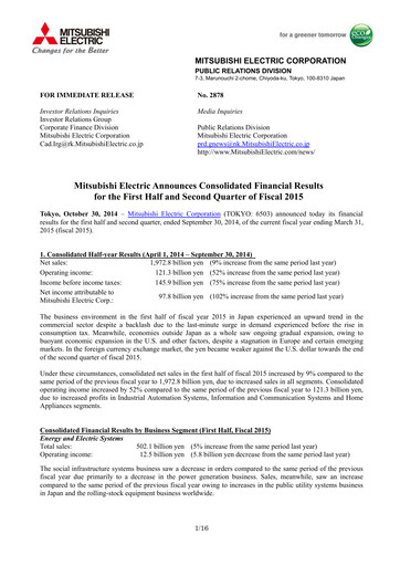 Thumbnail Mitsubishi Electric Financial Statement 2015-h1