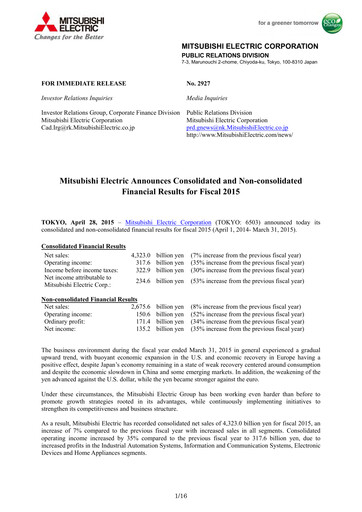 Thumbnail Mitsubishi Electric Financial Statement 2015