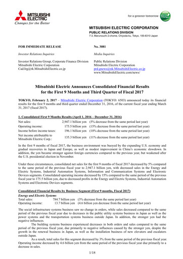 Thumbnail Mitsubishi Electric Financial Statement 2017-9m