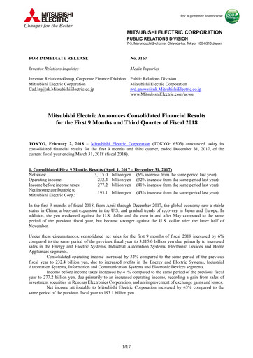 Thumbnail Mitsubishi Electric Financial Statement 2018-9m