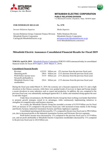 Thumbnail Mitsubishi Electric Financial Statement 2019