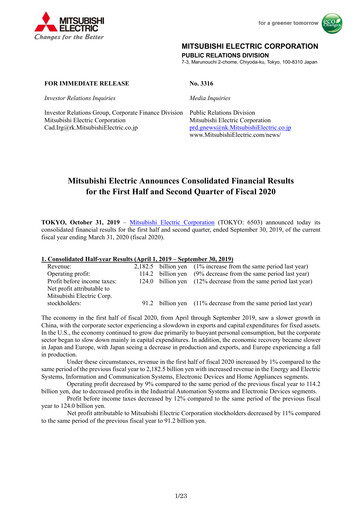 Thumbnail Mitsubishi Electric Financial Statement 2020-h1