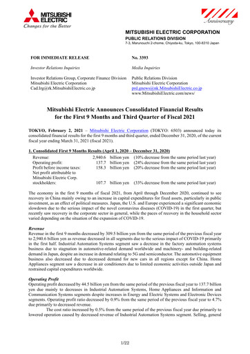 Thumbnail Mitsubishi Electric Financial Statement 2021-9m