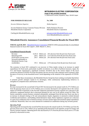 Thumbnail Mitsubishi Electric Financial Statement 2021