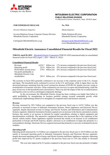 Thumbnail Mitsubishi Electric Financial Statement 2022