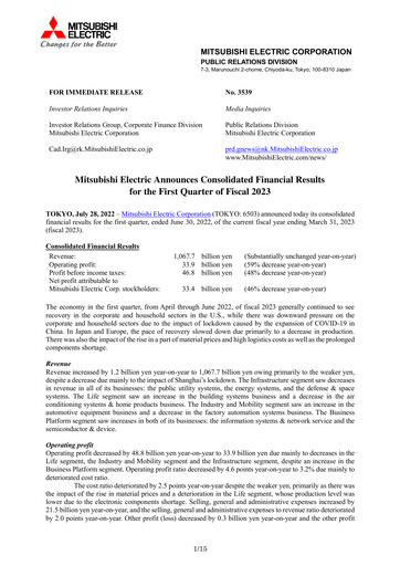 Thumbnail Mitsubishi Electric Financial Statement 2023-q1