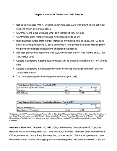 Thumbnail Colgate-Palmolive Quarterly Report 2023-q3